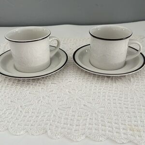 Royal Doulton Lambeth Stoneware Ting England Cup & Saucer 2 sets L.S. 1012